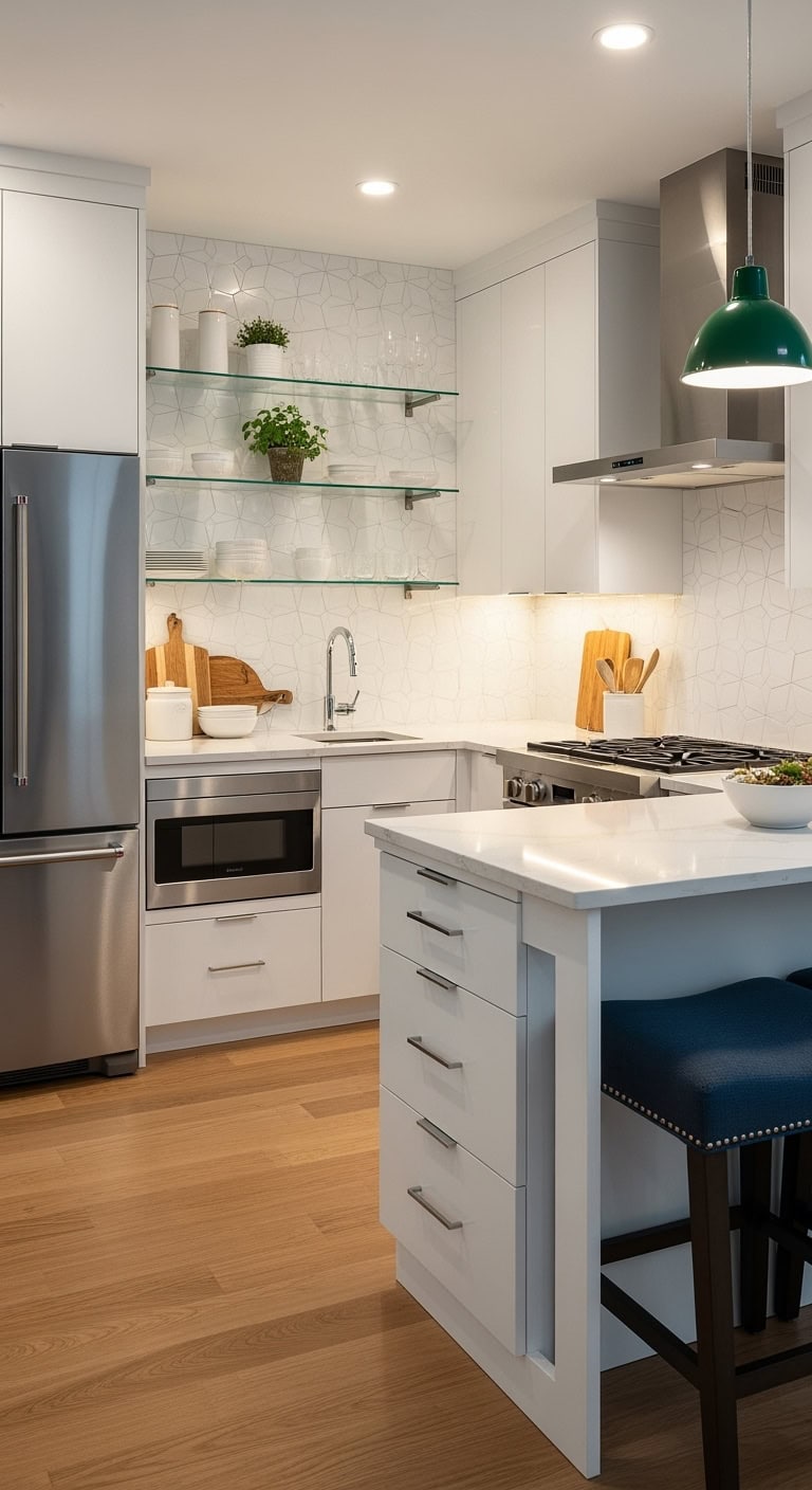 sleek minimalist white kitchen