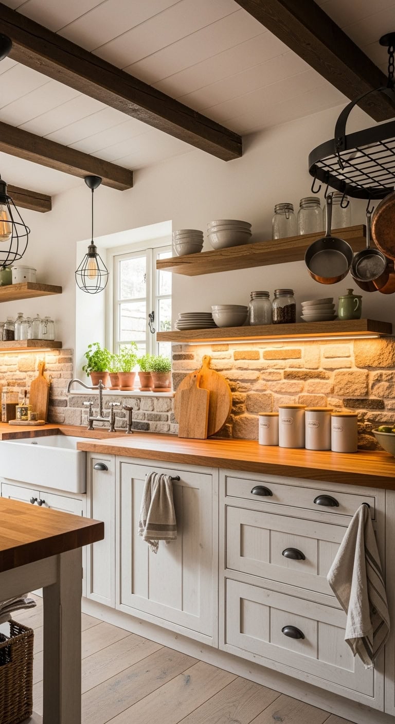 cozy rustic white kitchen
