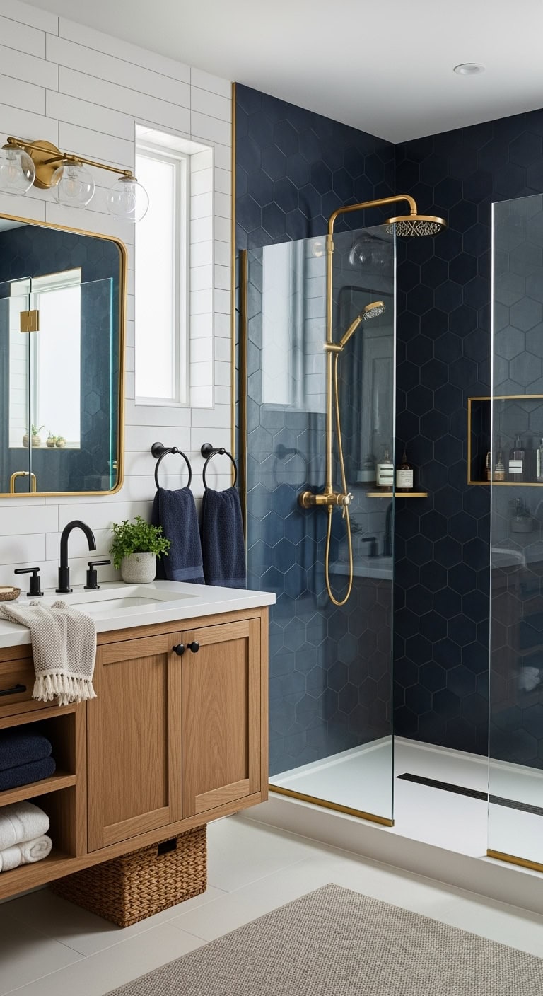 sophisticated bathroom luxury with burnished gold