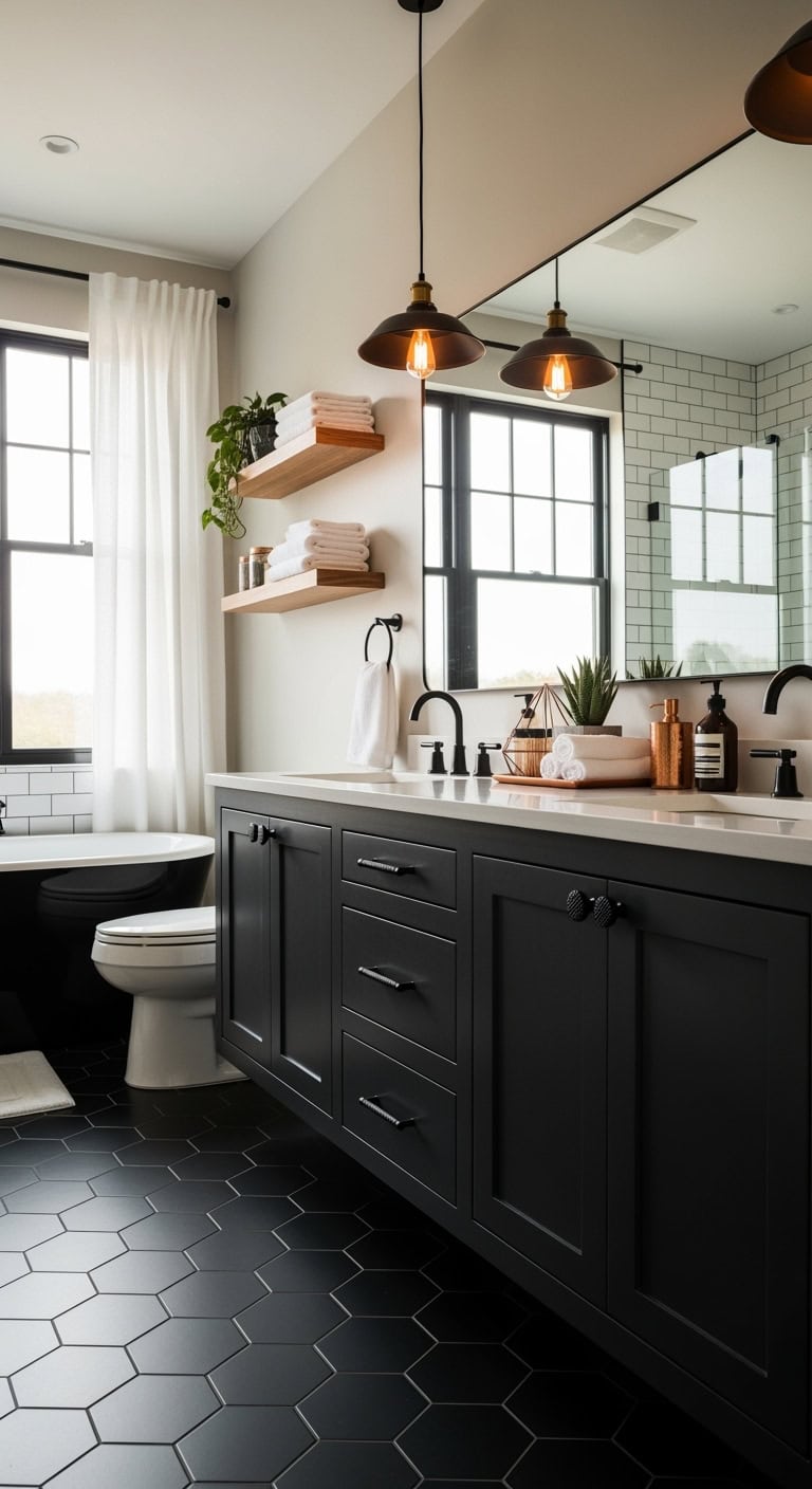 sophisticated black hardware cabinet upgrades