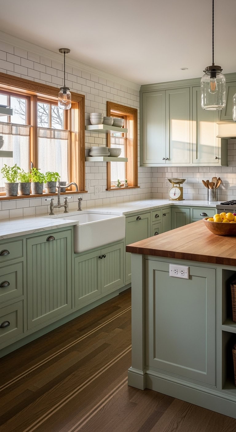 farmhouse pistachio kitchen charm