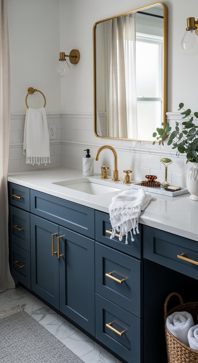 navy gold hardware luxury