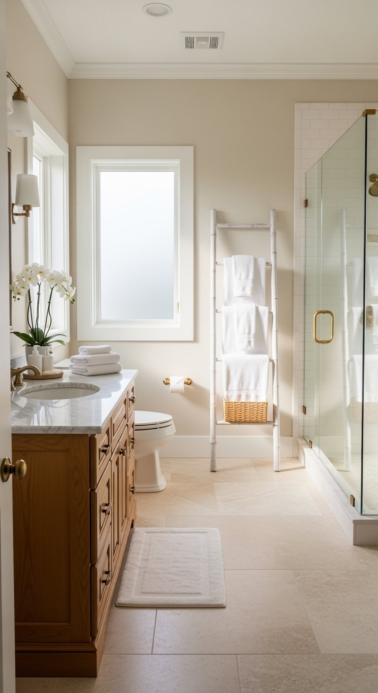 coastal chic towel storage solution