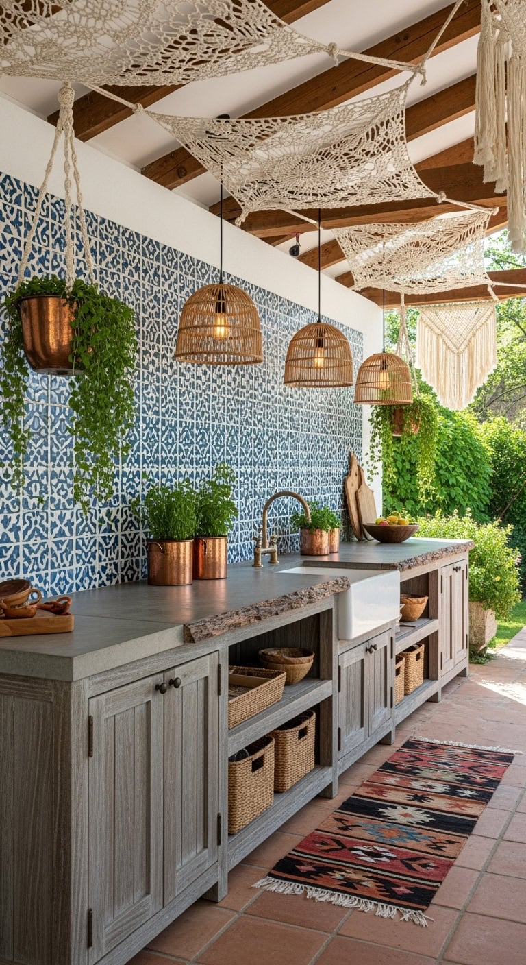 moroccan tiles boho outdoor