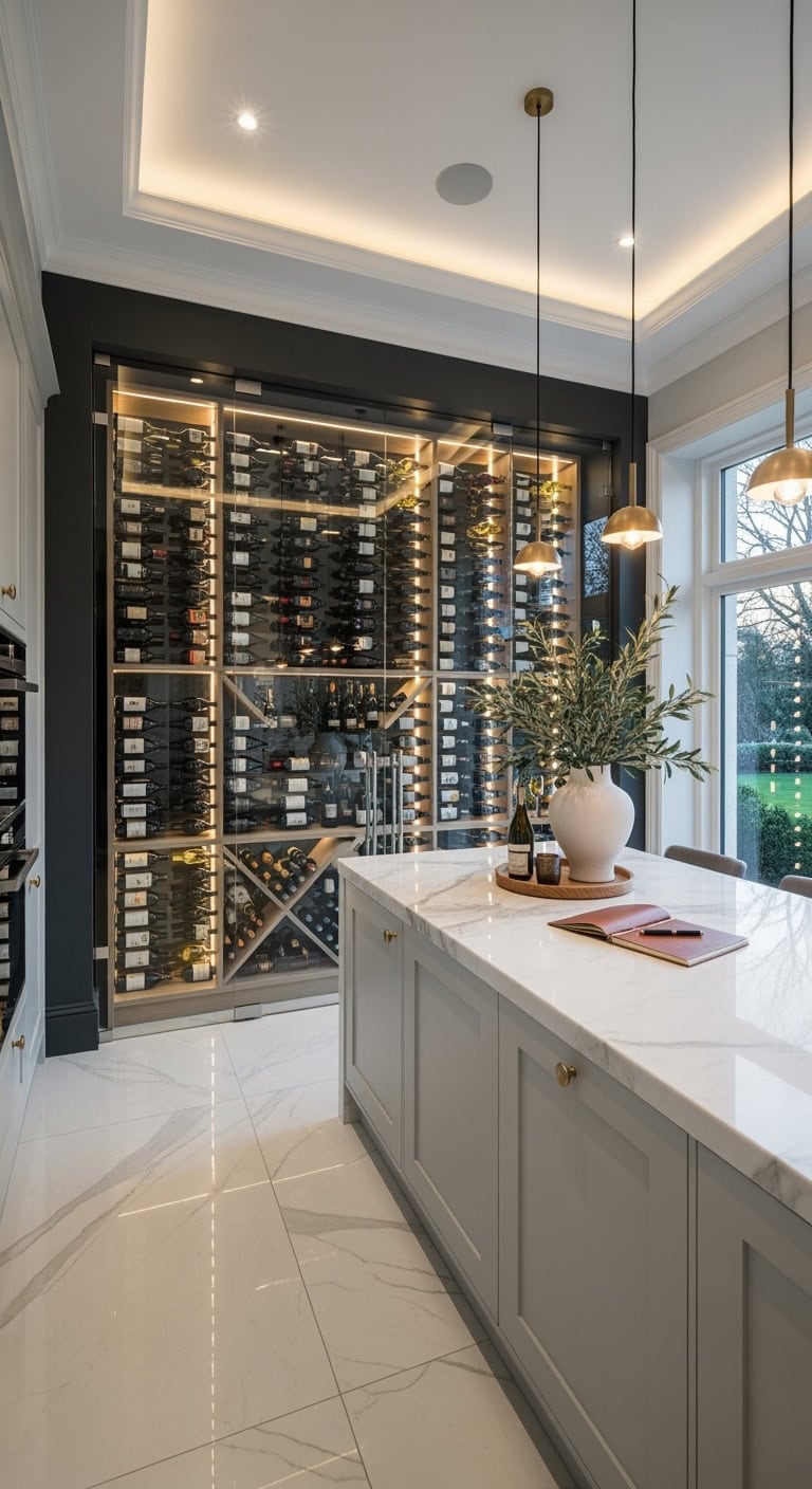 glass enclosed temperature controlled winewall