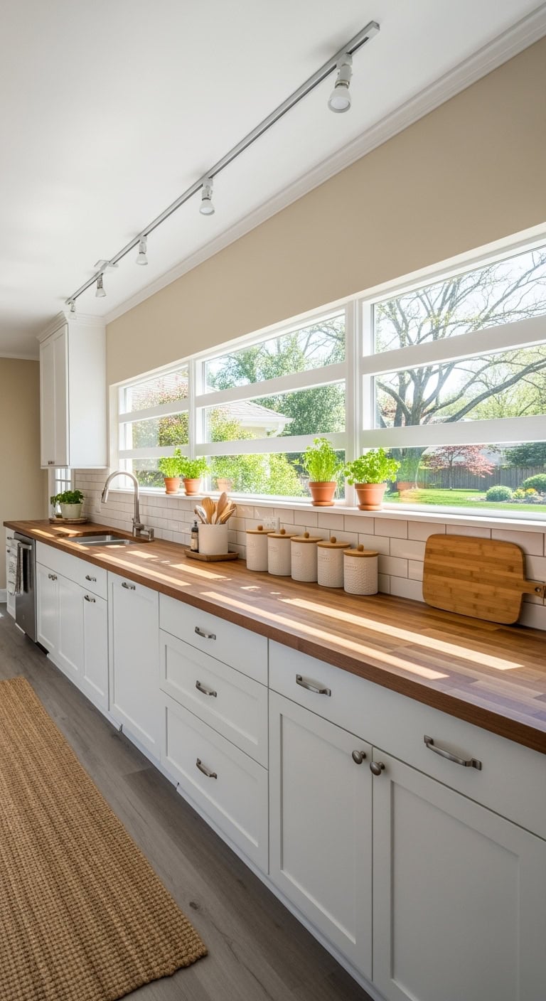 counter height strip window kitchen