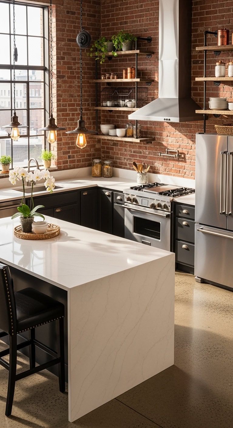 industrial chic cream kitchens