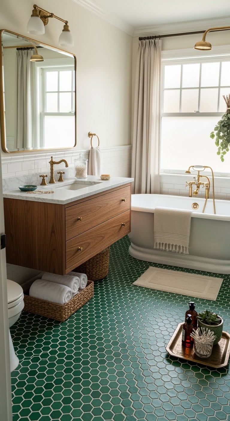 vintage cohesive luxurious glamorous bathroom floors