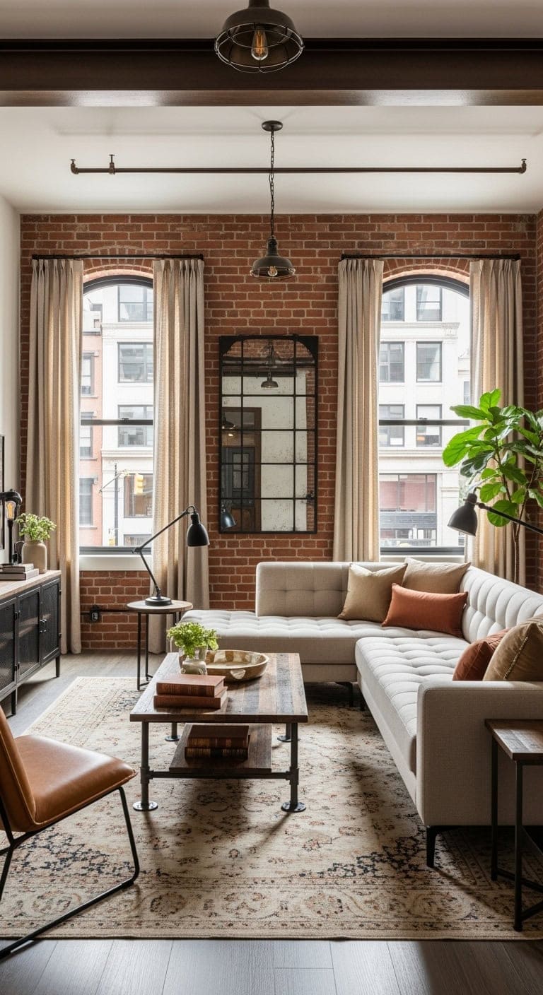 industrial beige brick loft