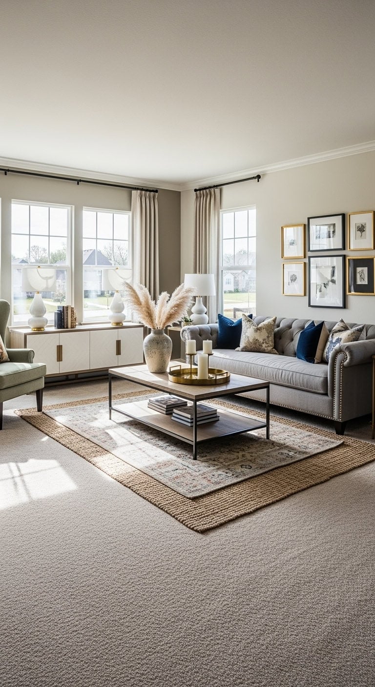 transitional beige carpet styling