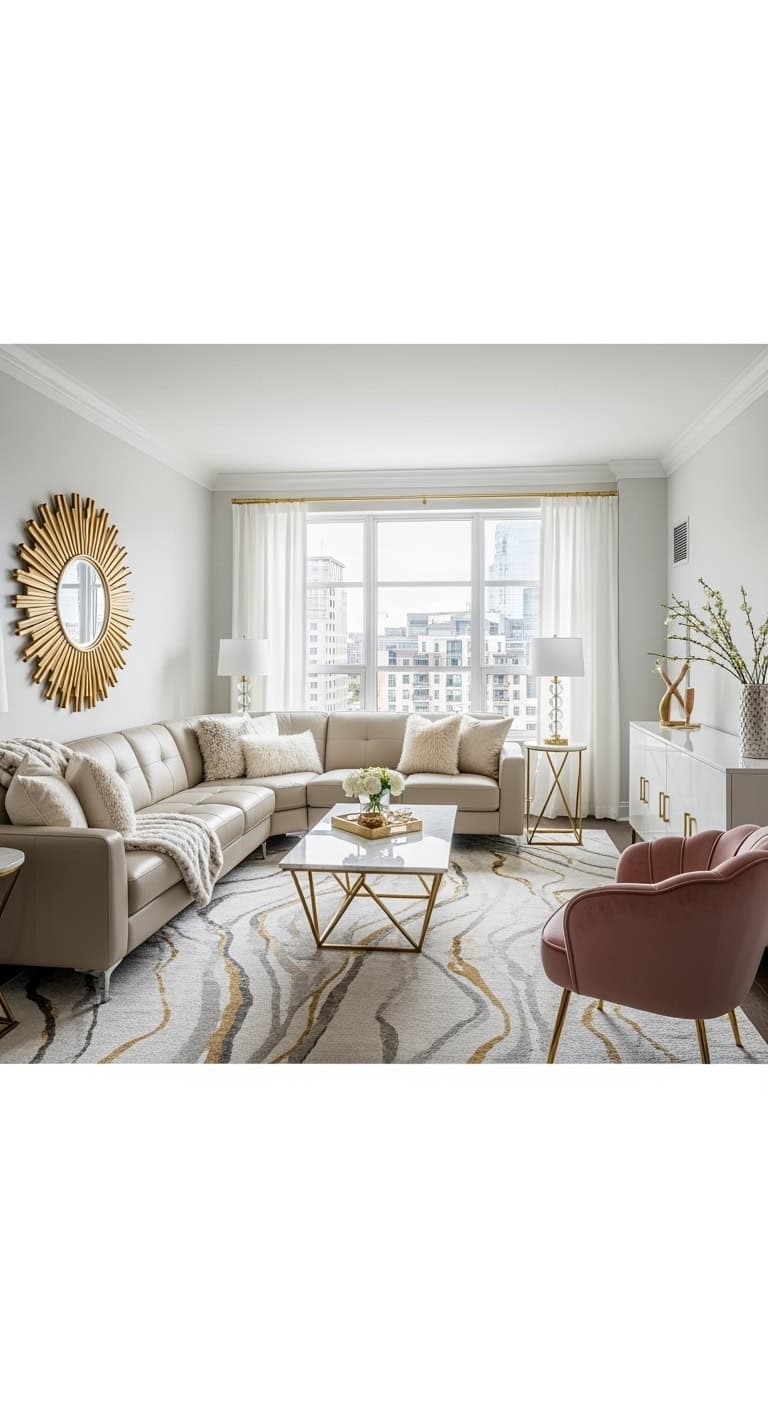 contemporary beige glam living room