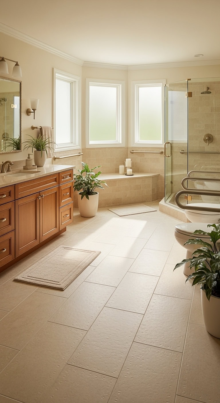 slip resistant stylish safe functional bathroom flooring