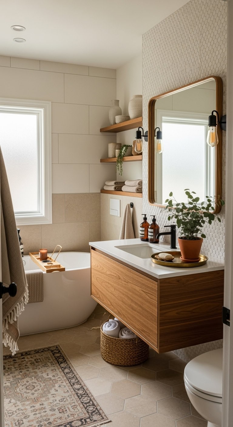 textural beige tile combinations create bliss