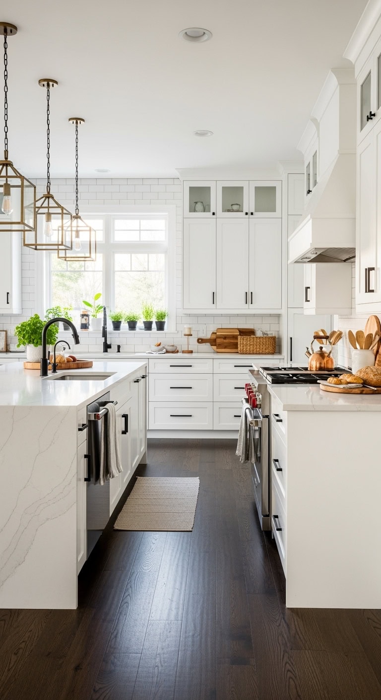 modern white kitchen contrast
