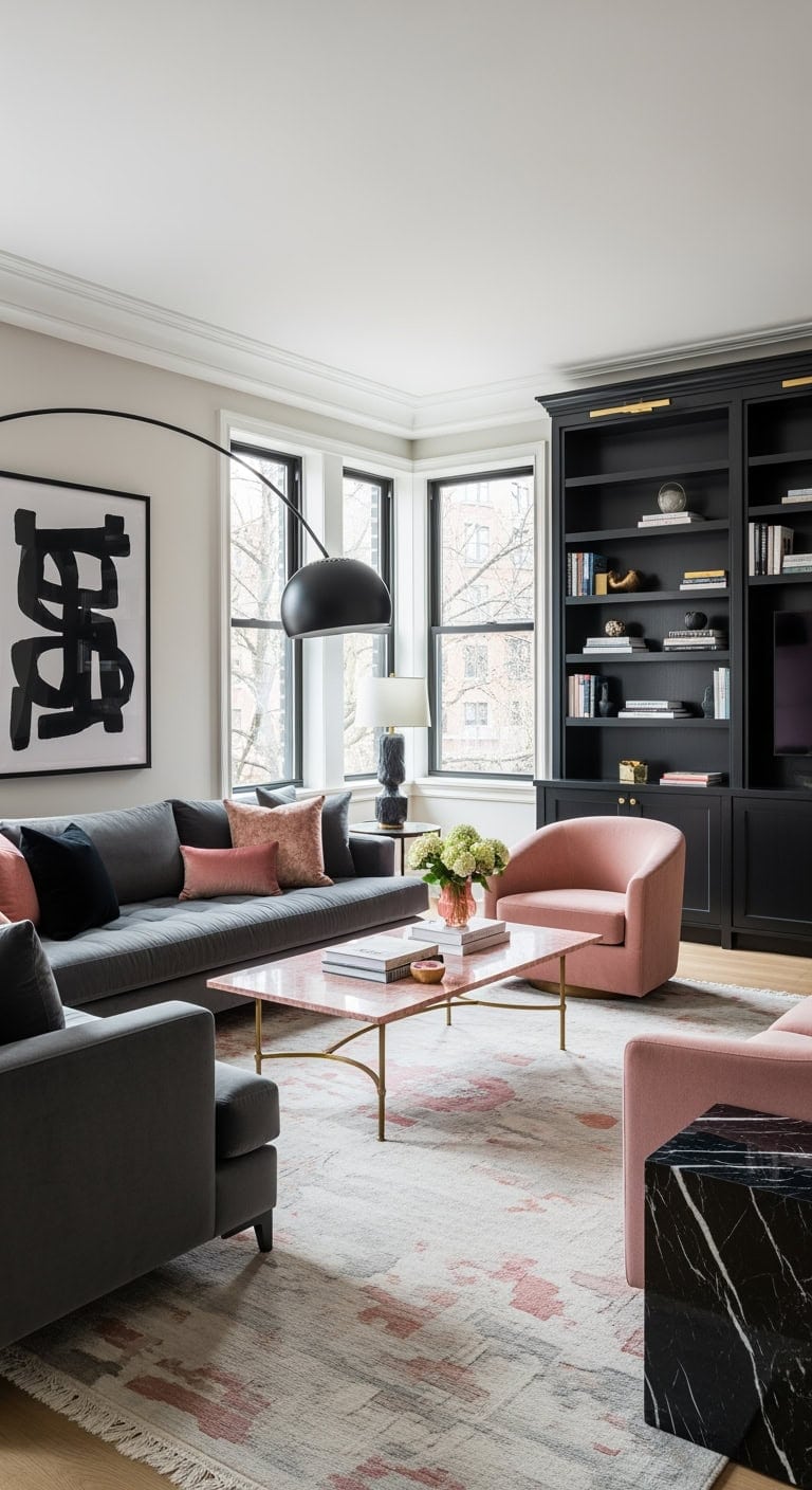 blush marble luxe living