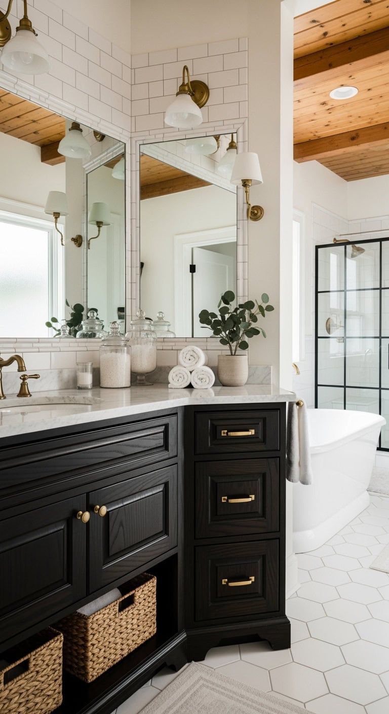 timeless sophisticated versatile black wood vanities