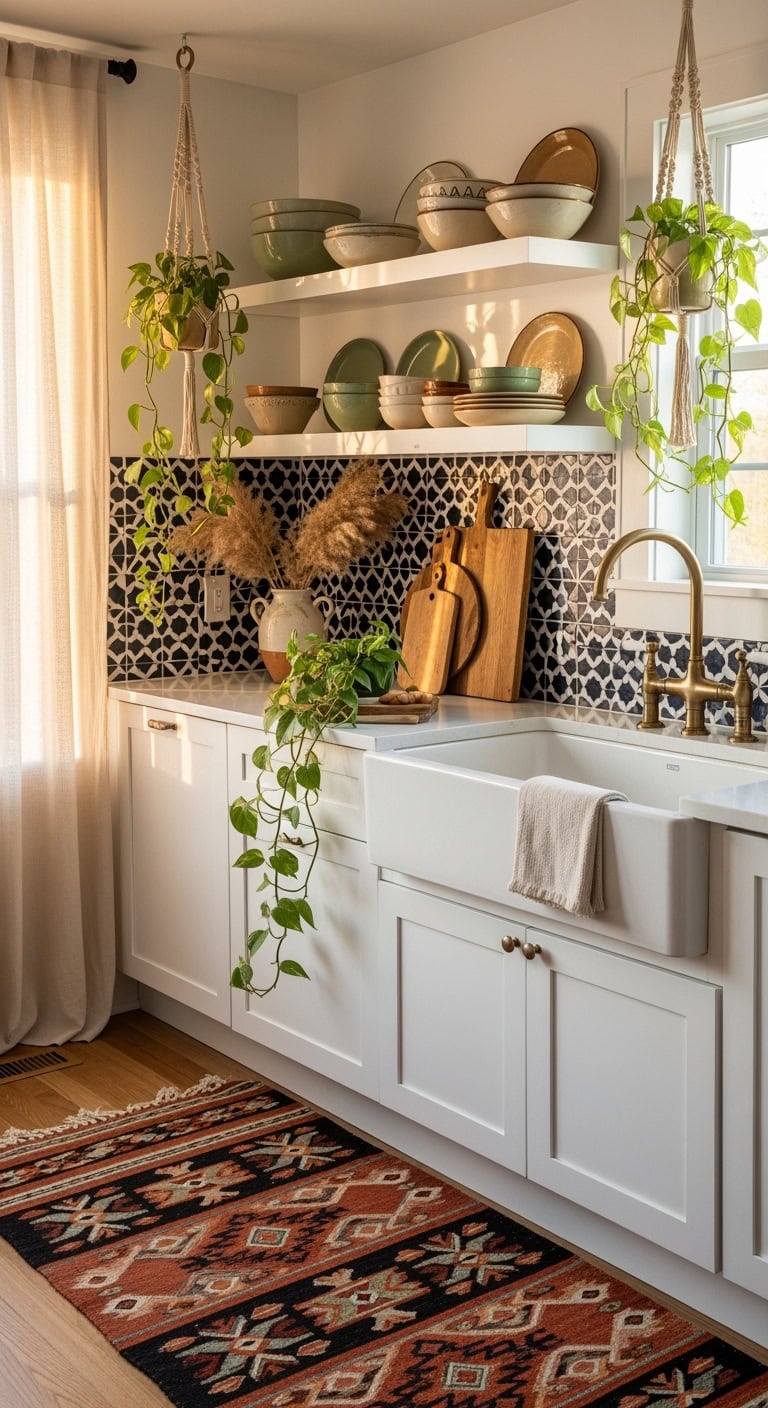 bohemian kitchen sink style