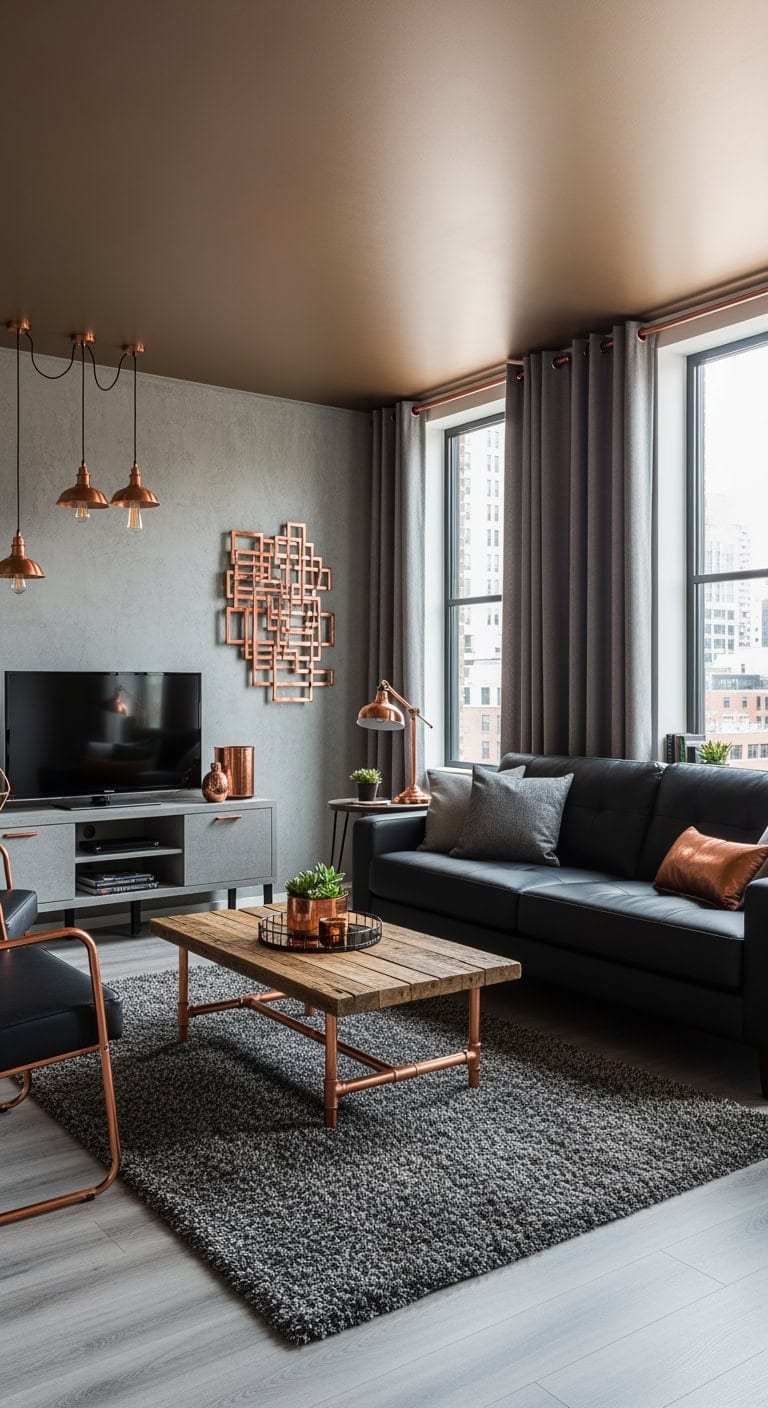 industrial black concrete copper