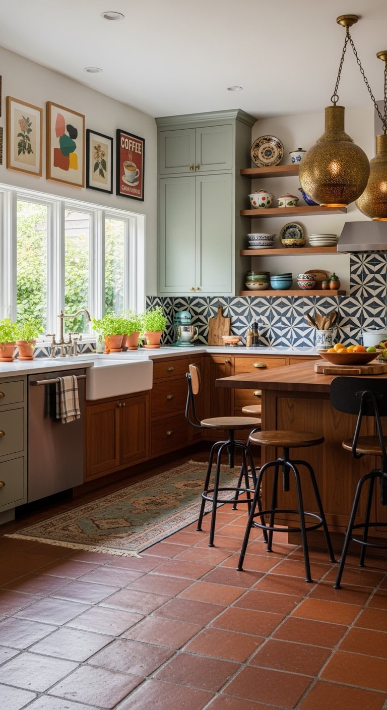 embrace eclectic terracotta kitchen design