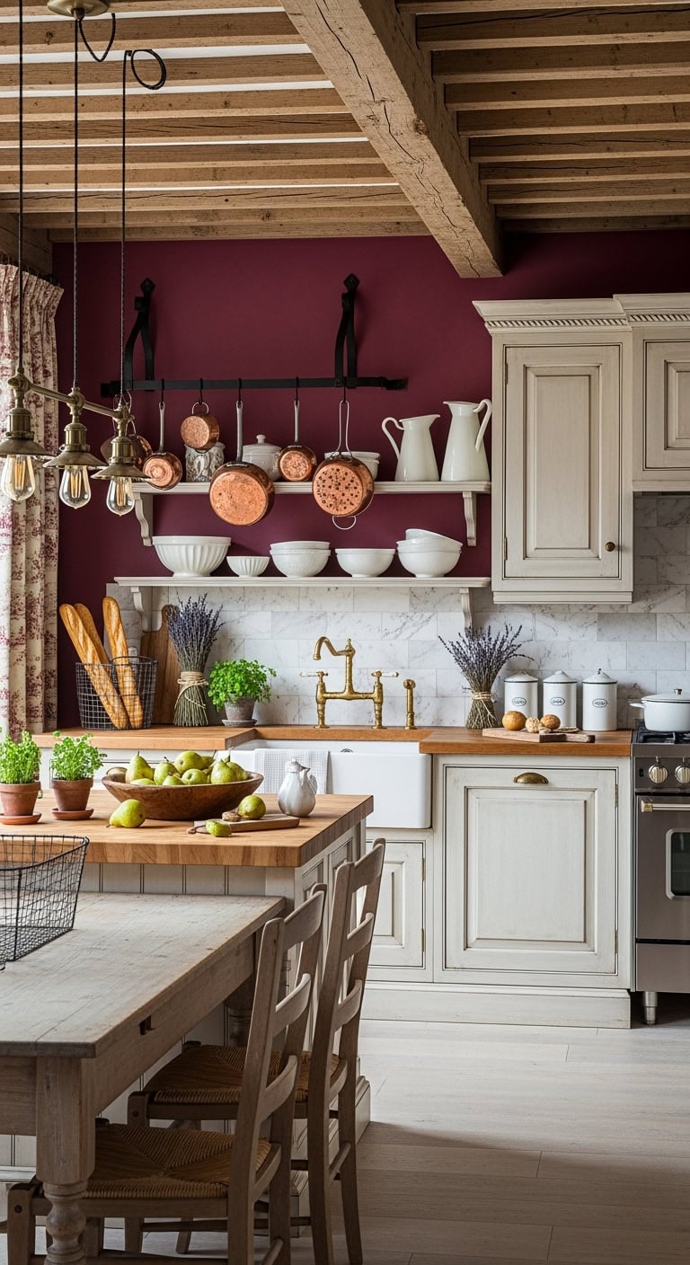 ch teau chic burgundy kitchen design
