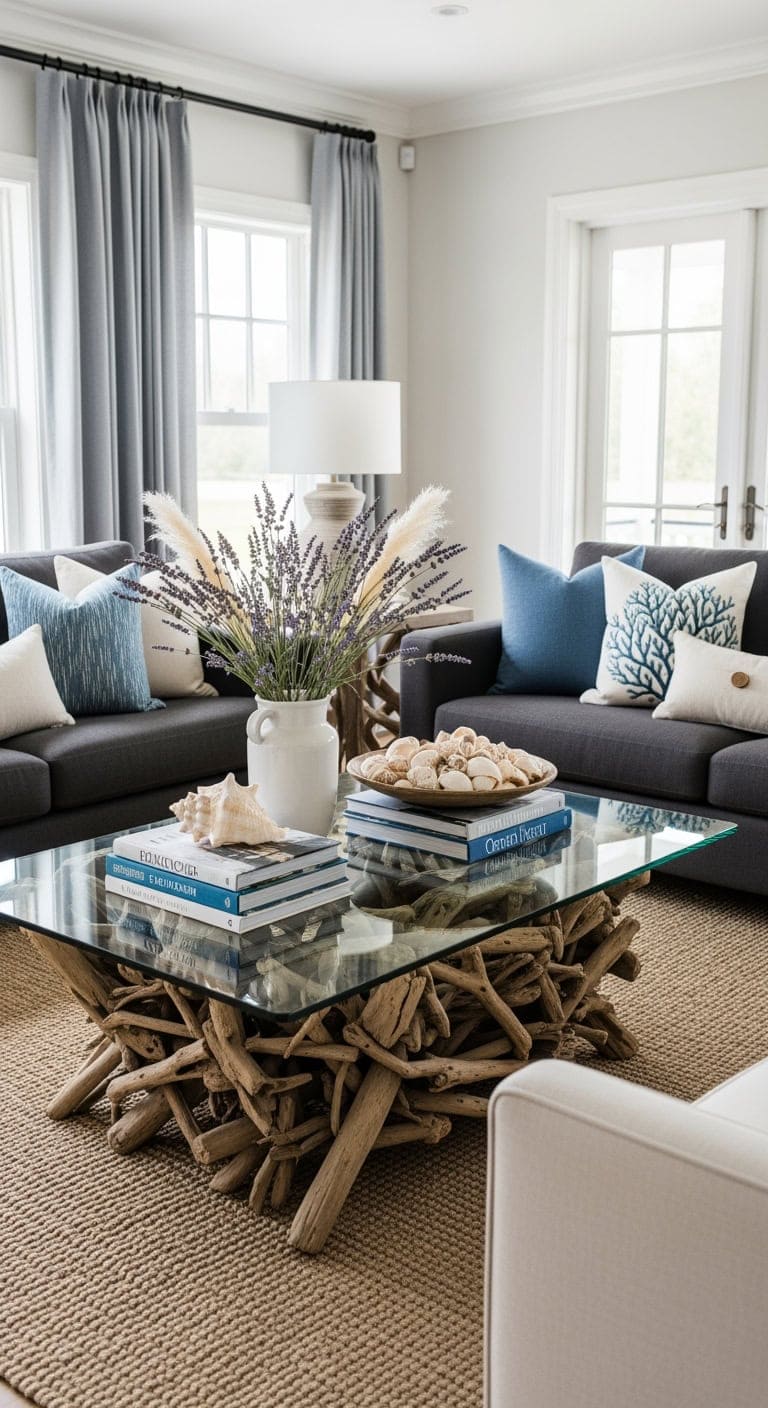 driftwood and charcoal coastal chic