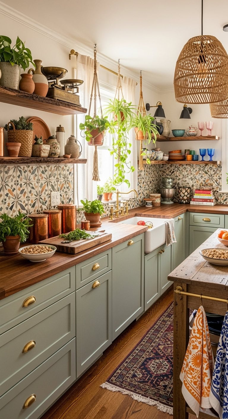 bohemian pistachio kitchen vibes