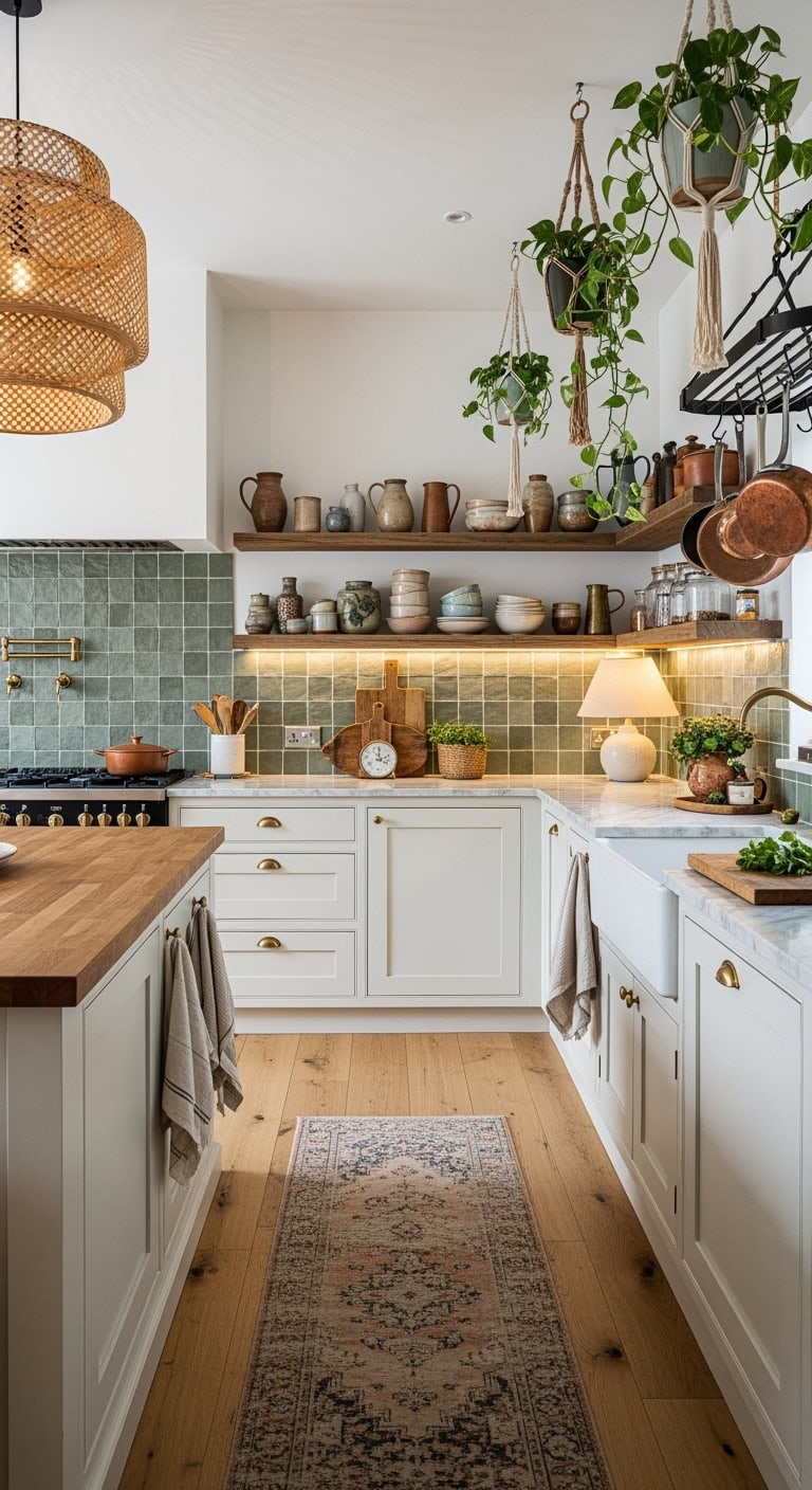 bohemian warm white kitchen