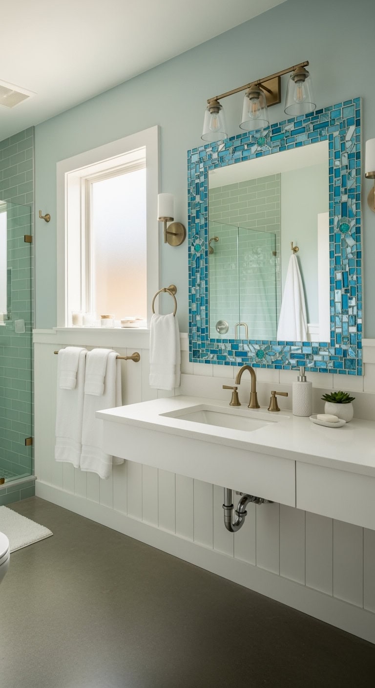 cerulean mosaic mirror frame stunning centerpiece