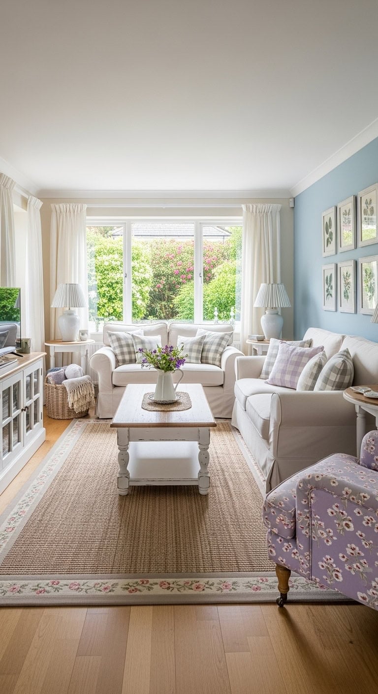 distressed white floral cottage