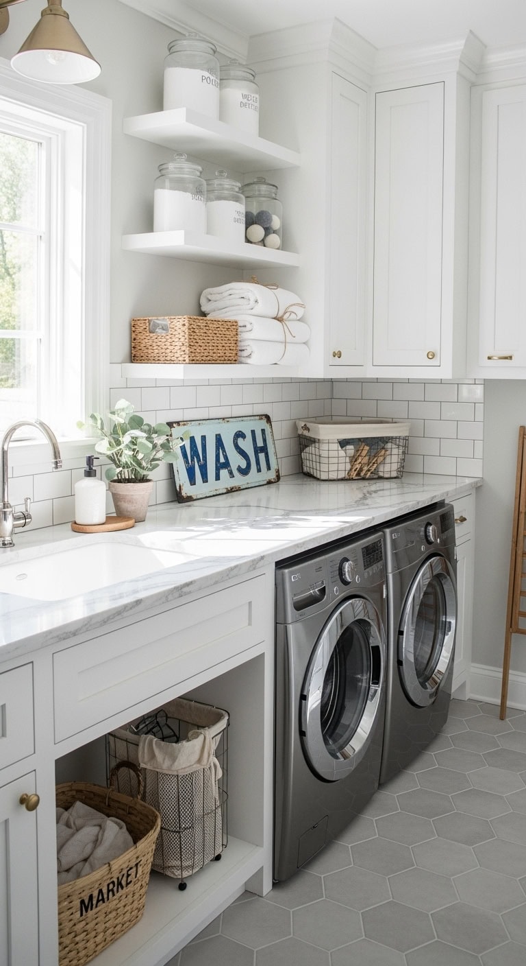 space efficient laundry basket storage