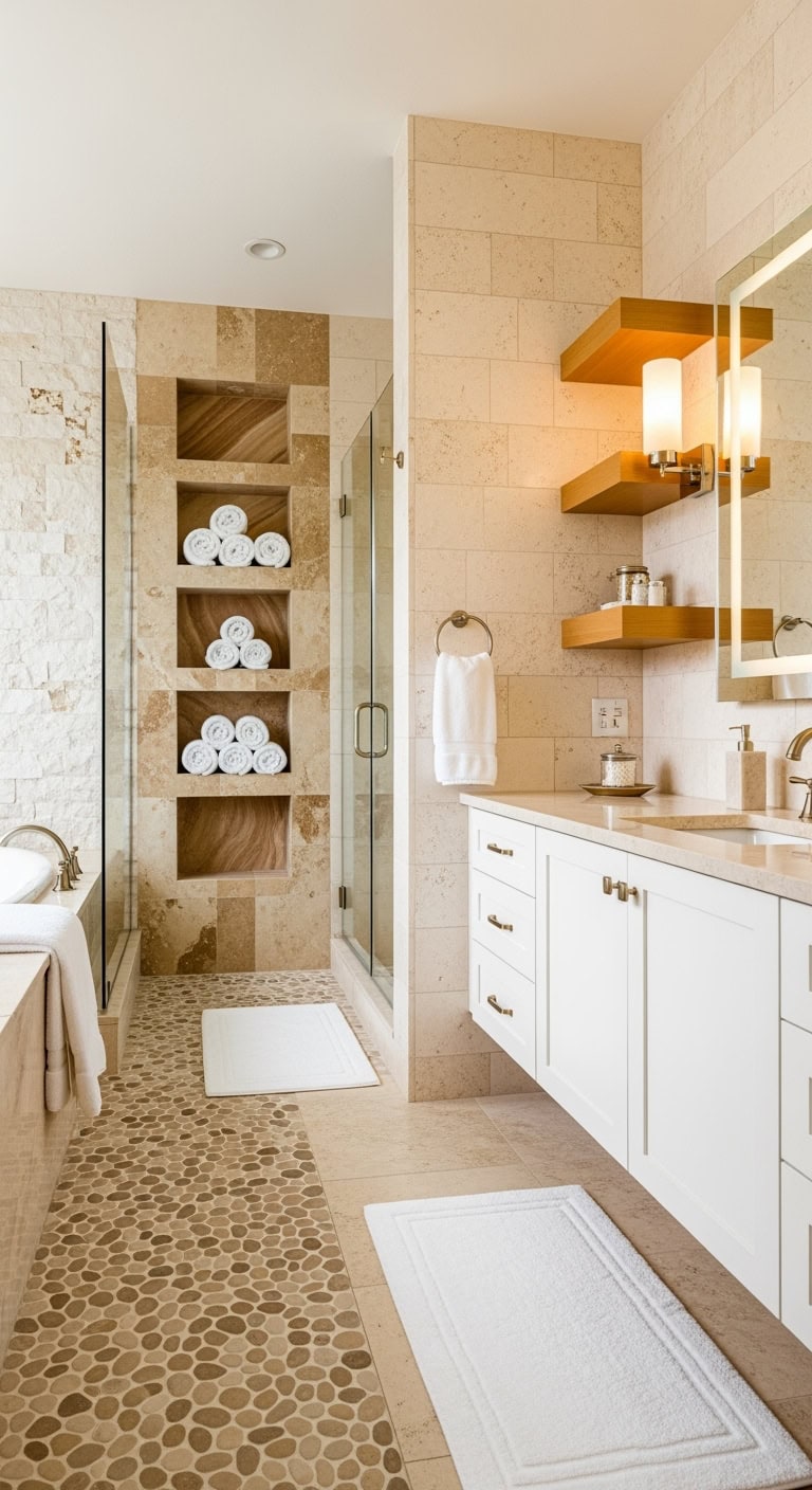 spa inspired stone accents create tranquil oasis