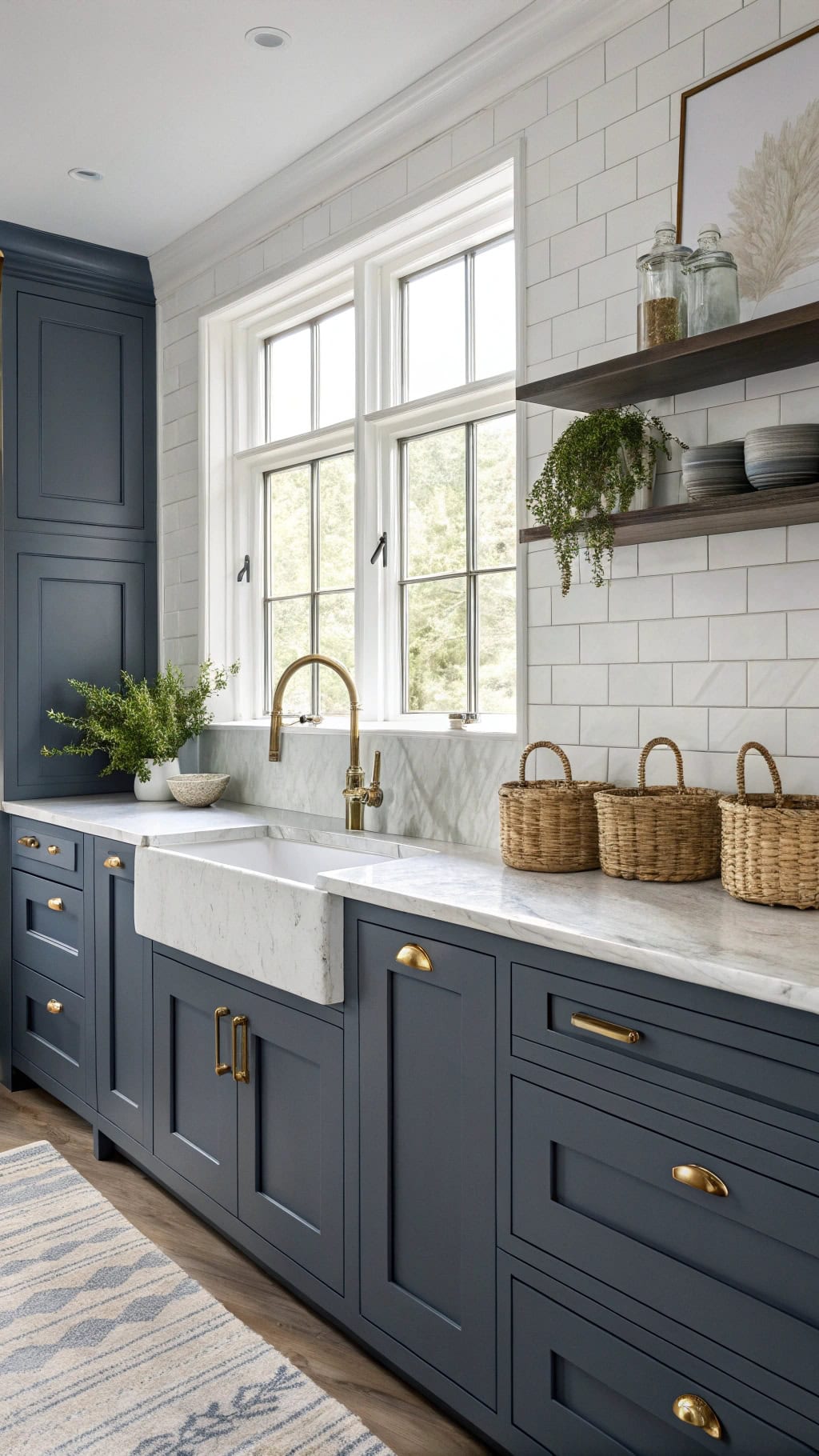 navy tinted gray cabinet elegance