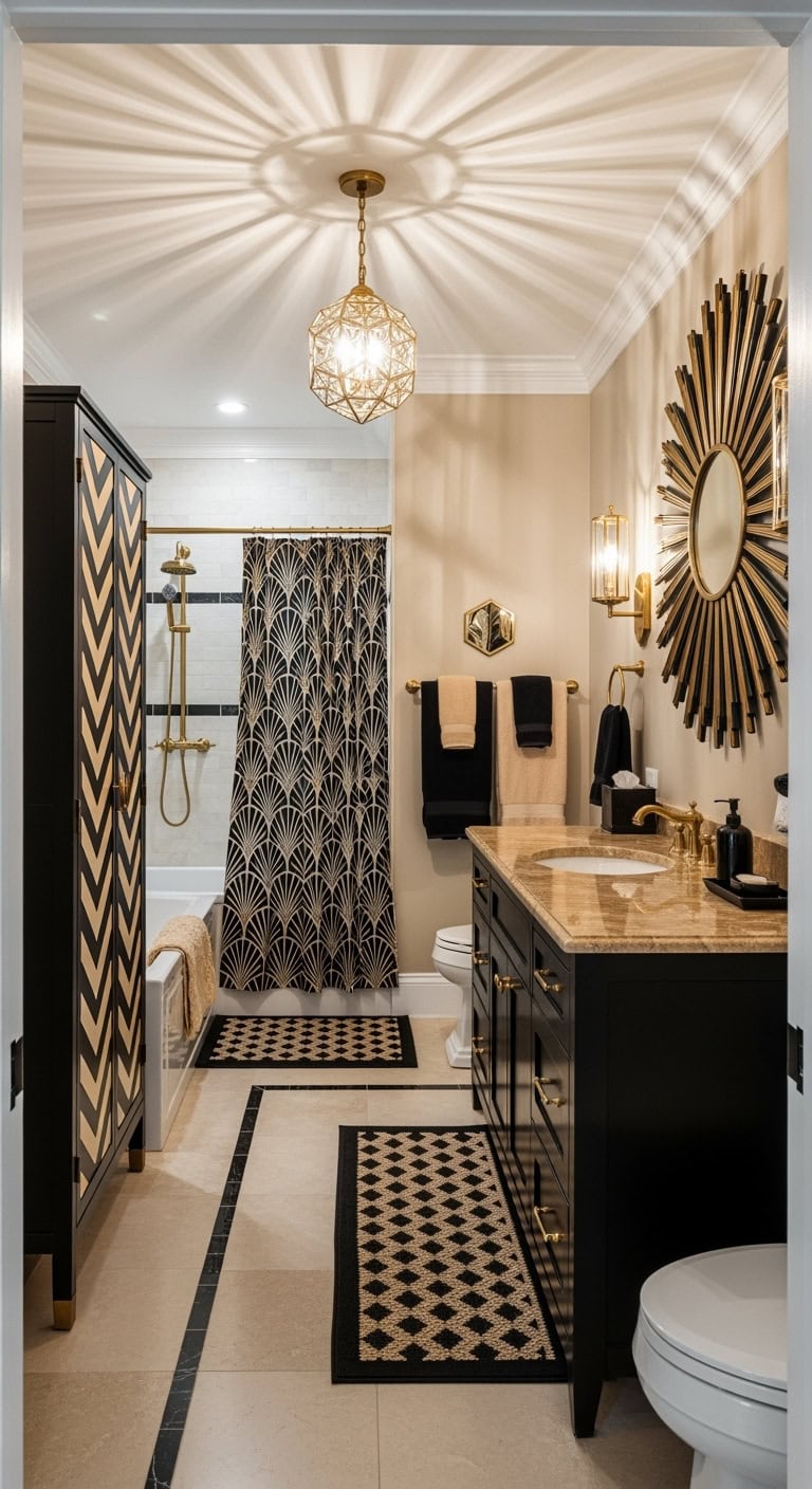 bold black art deco bathroom