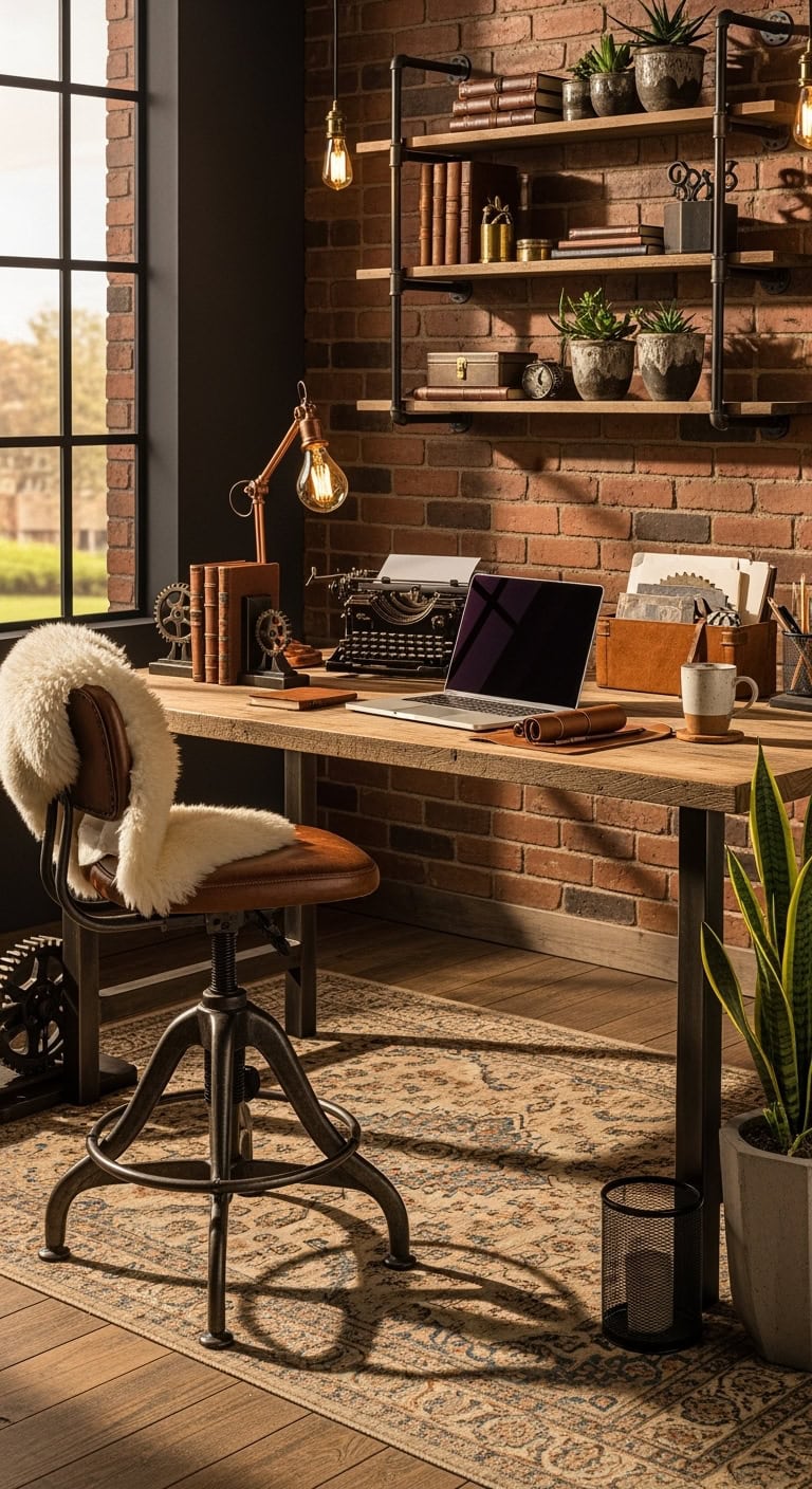 vintage industrial chic workspace inspiration