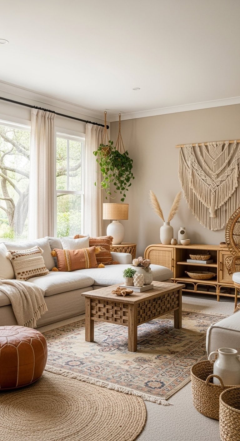 layered beige boho textures