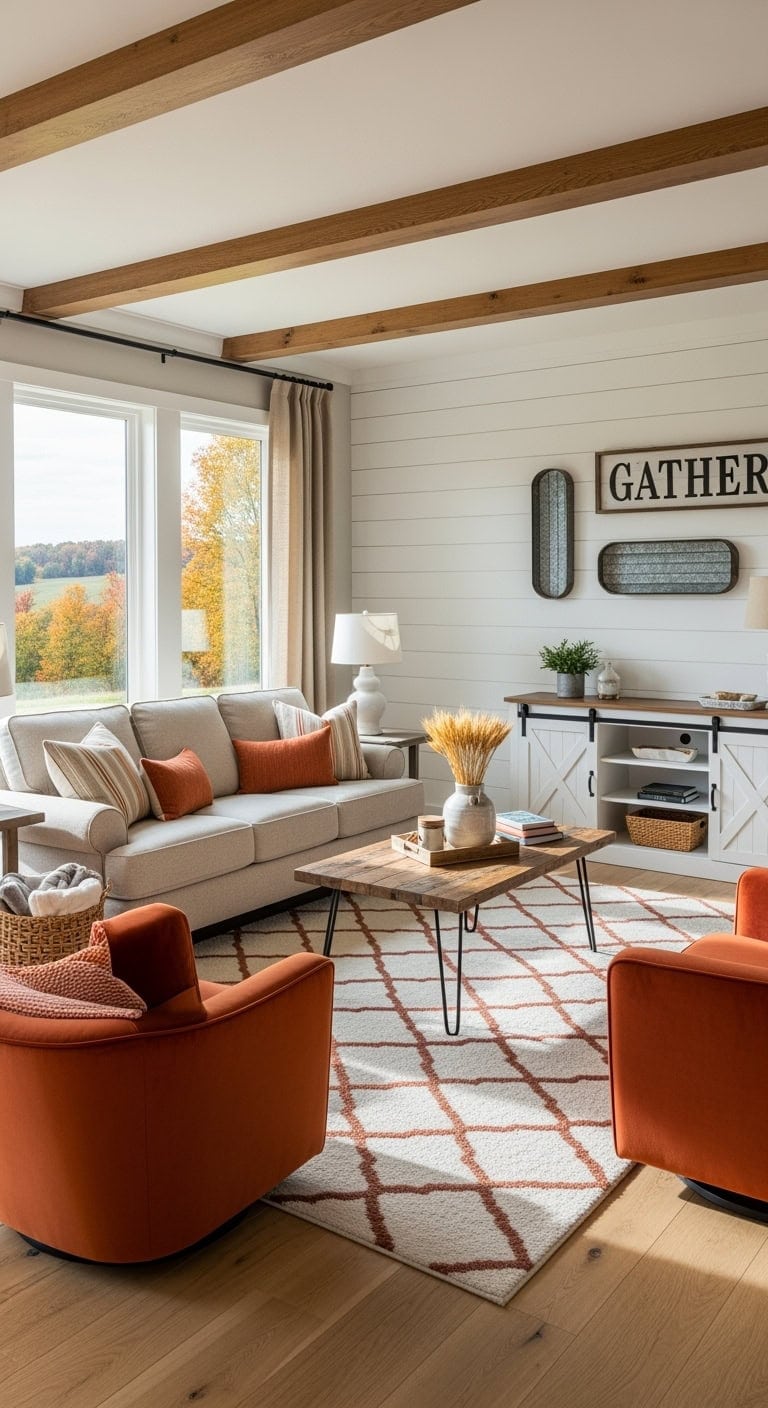 shiplap orange modern farmhouse