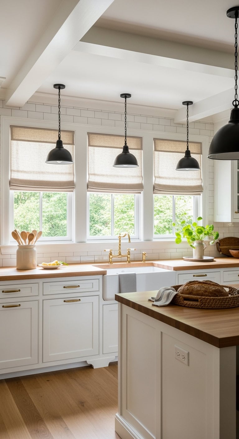 natural linen kitchen shades