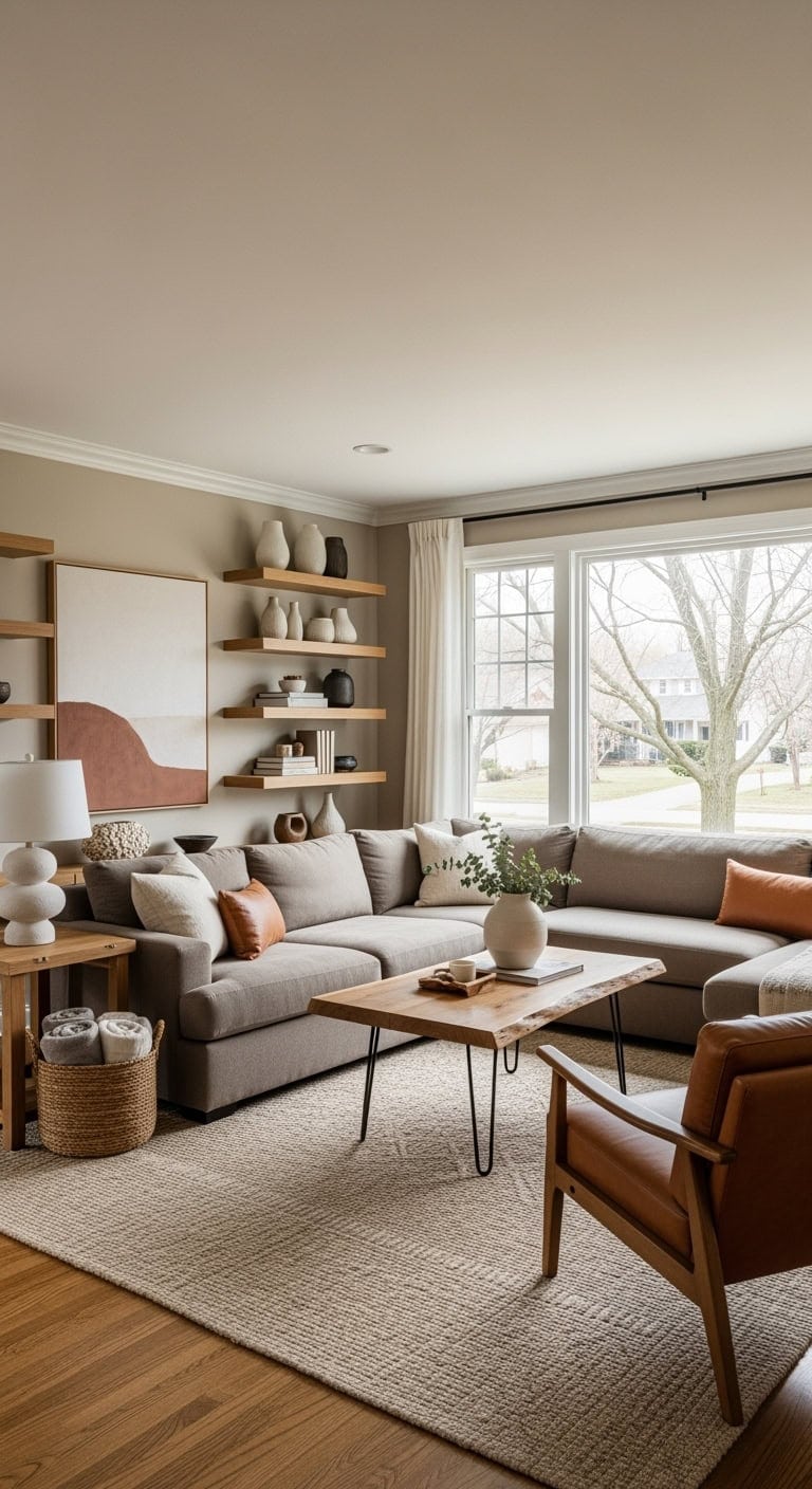 casual chic taupe oak living