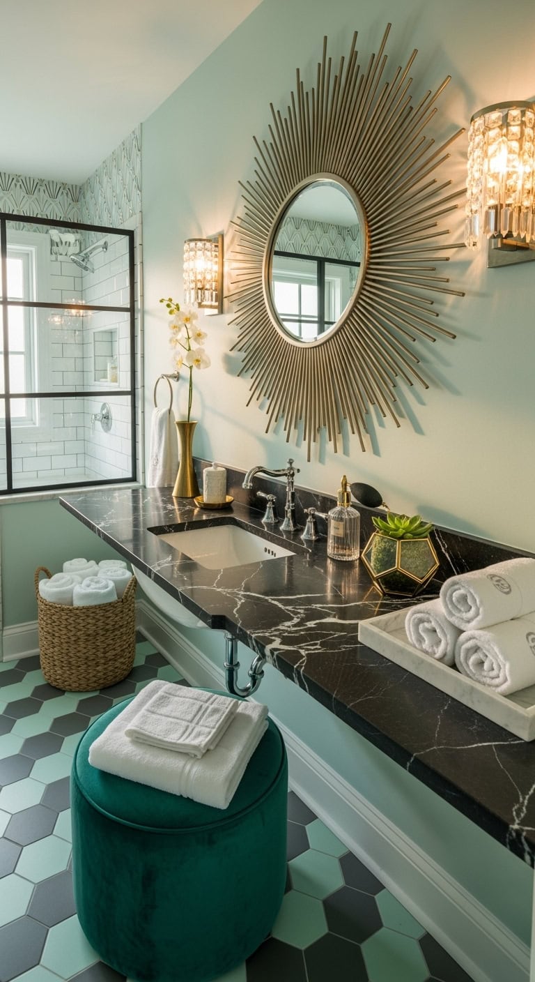 glamorous art deco bathroom transformation