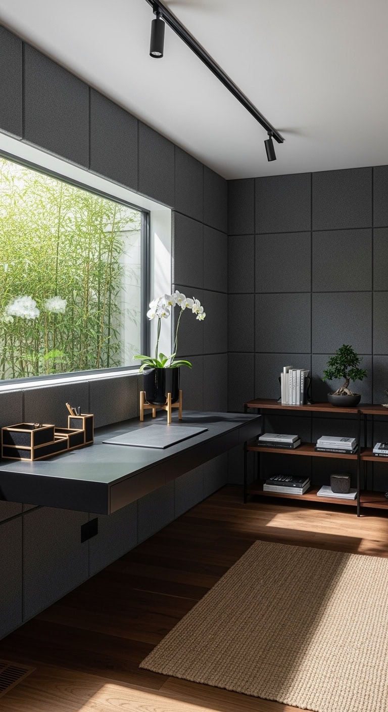 matte black minimalist japanese workspace