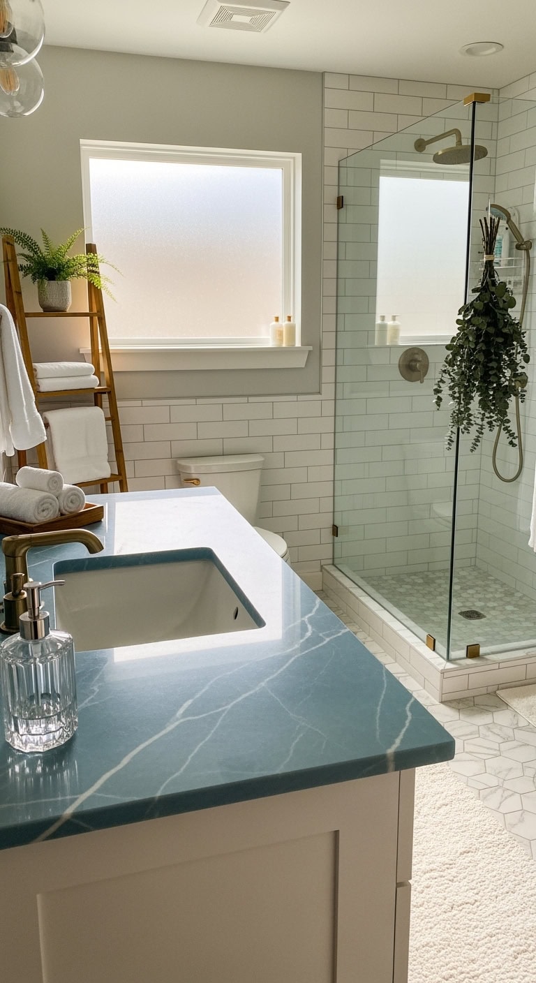 serene sophisticated marble bathroom oasis
