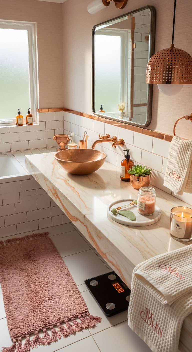 peachy bathroom scale makeover details