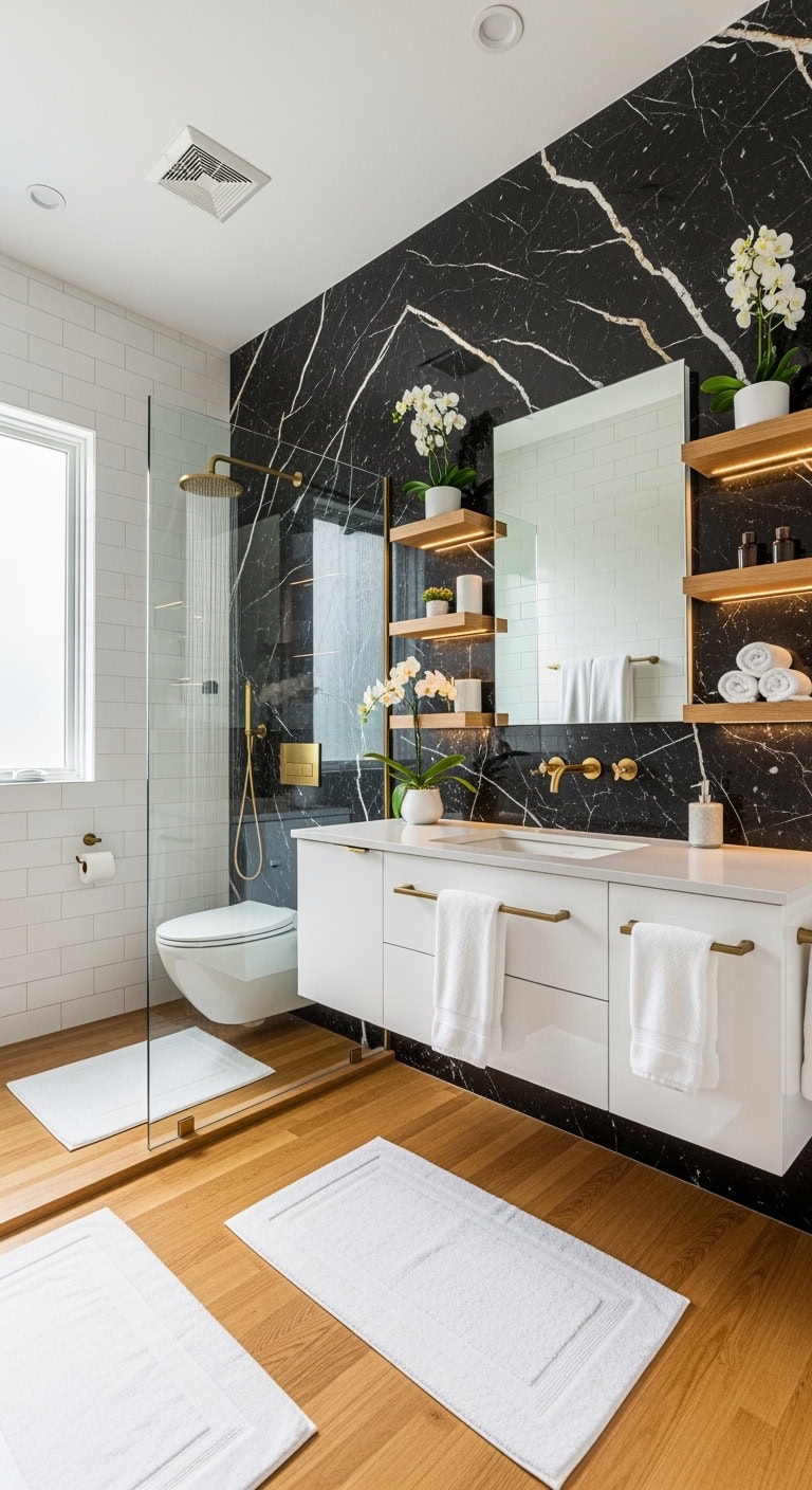 luxurious spa like marble bathroom accent