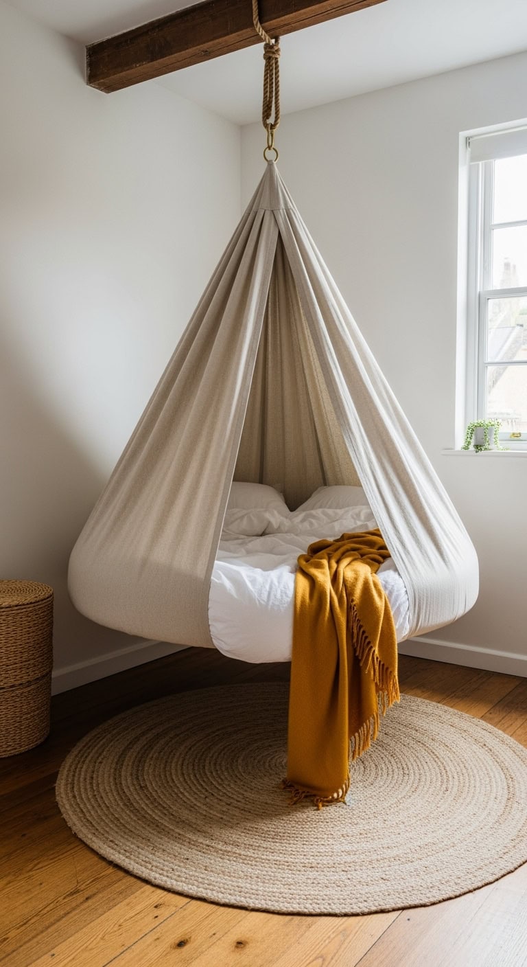 cozy bohemian suspended dreamy bed pods