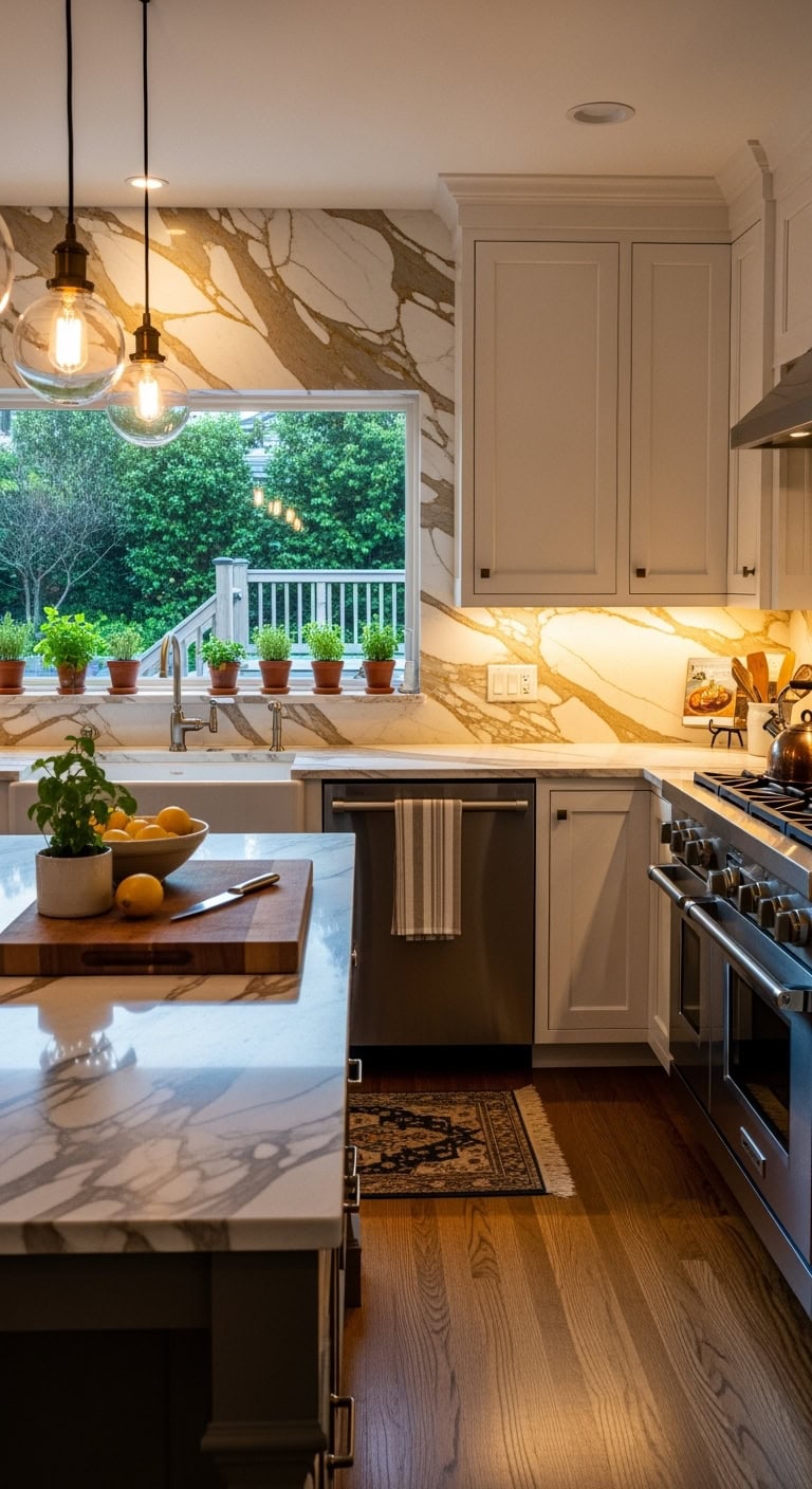 opulent stone backsplash statements