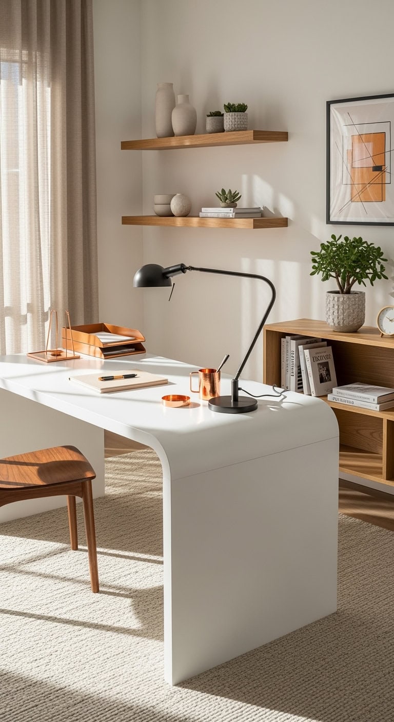 smooth flowing organic home office design