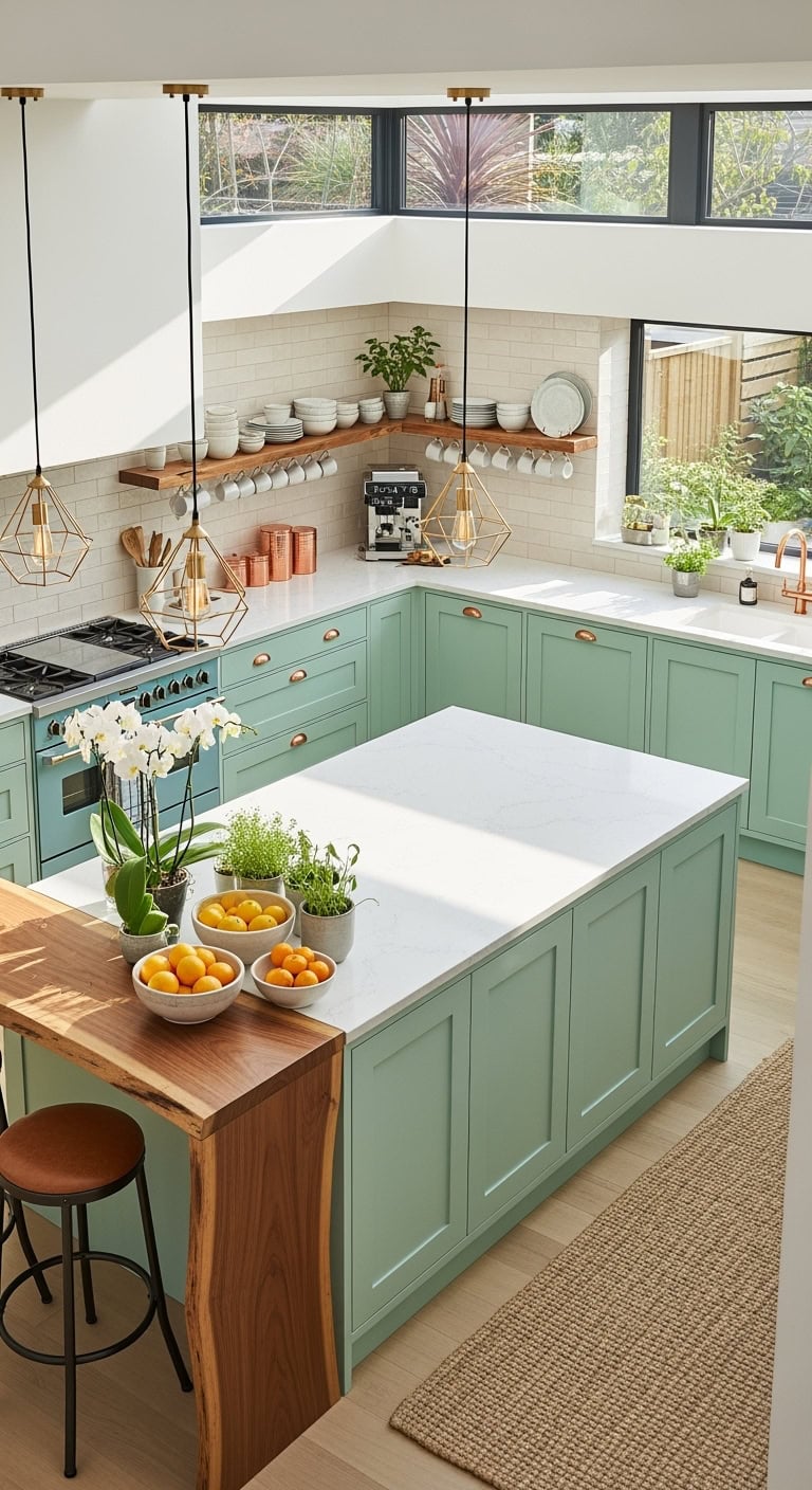 sleek mint kitchen design