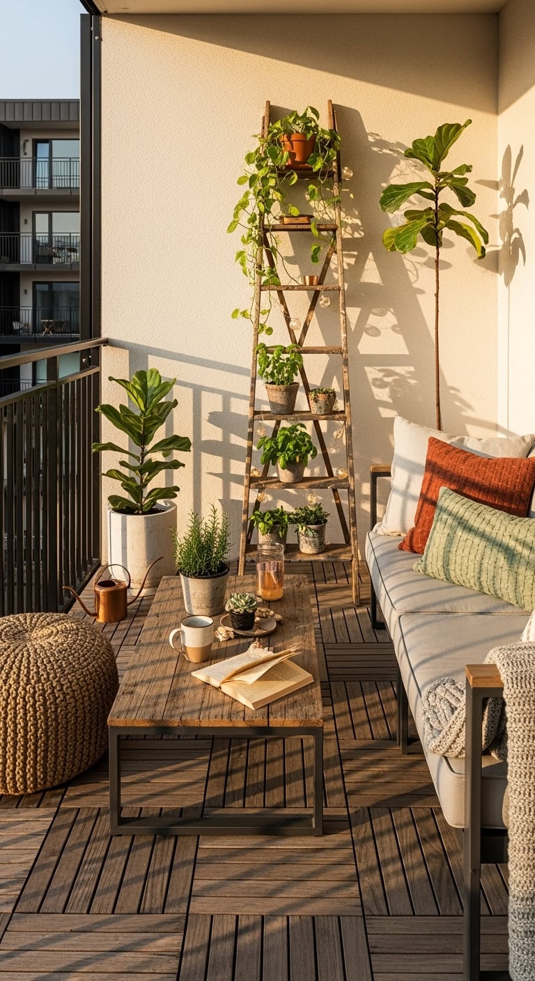 rustic vertical cascading repurposed ladder garden