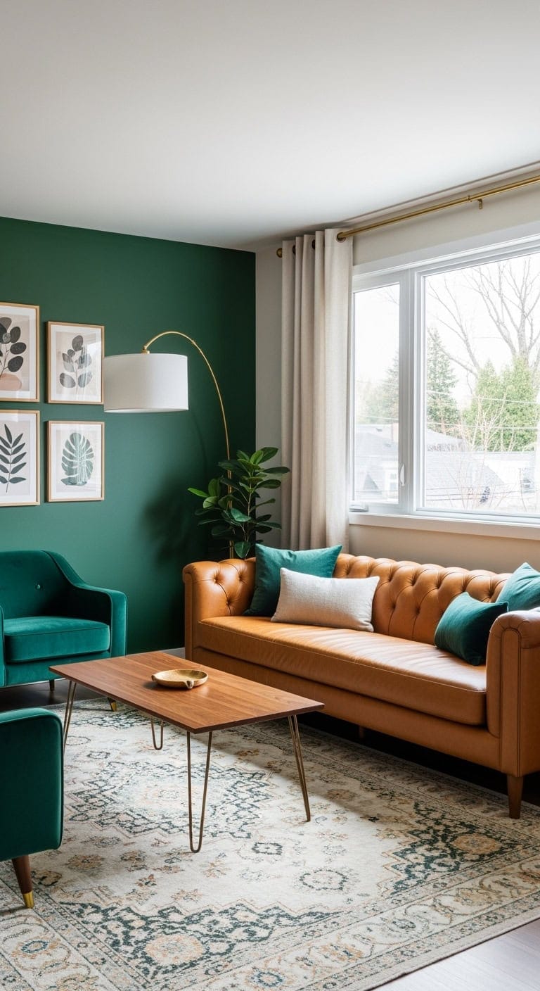 emerald accent tan leather