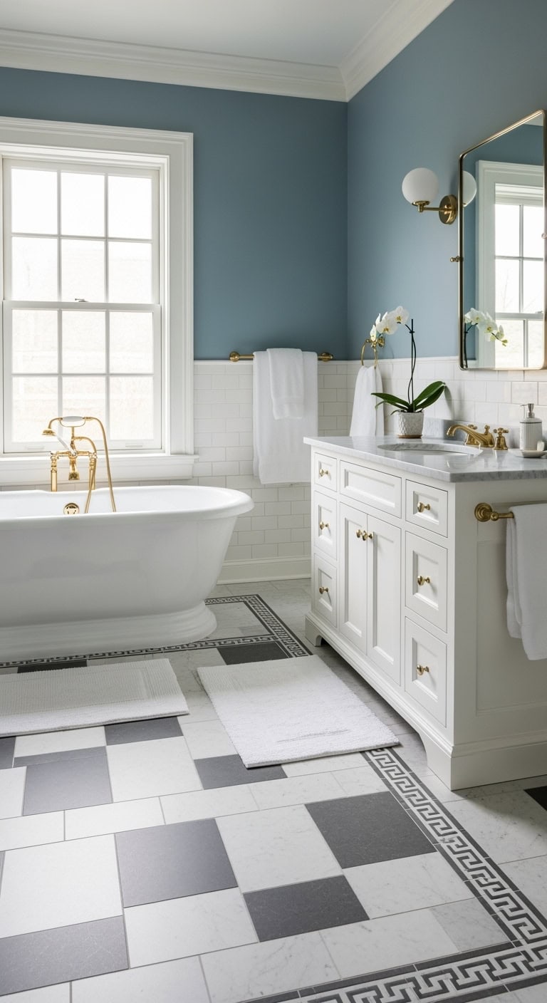 timeless grounded sophisticated marble checkerboard pattern